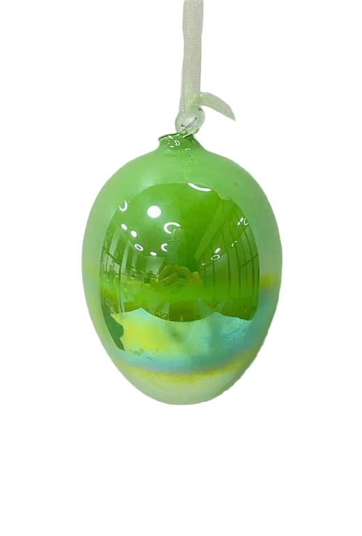 4.87" LUXE GLASS IRIDESCENT PEARLIZED EGG ORNAMENT