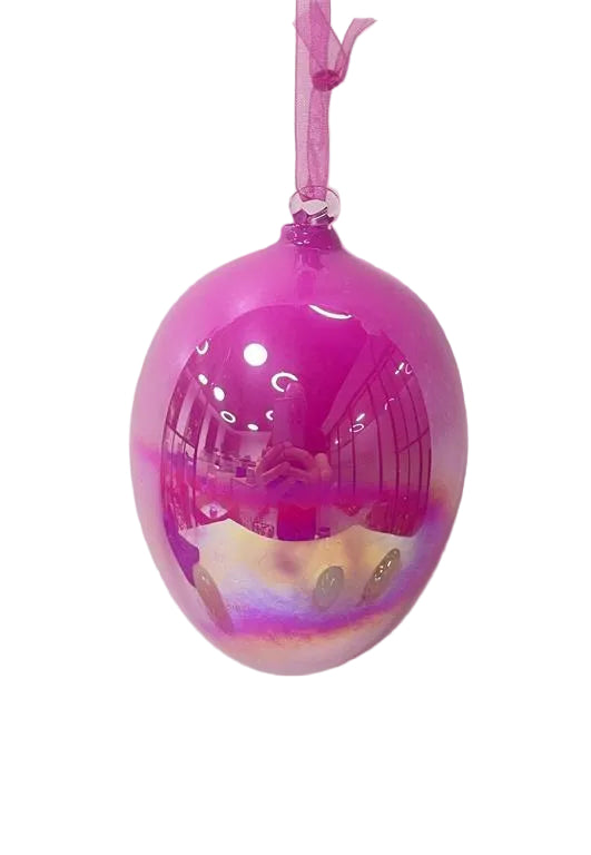 4.87" LUXE GLASS IRIDESCENT PEARLIZED EGG ORNAMENT