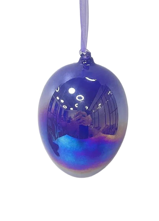 4.87" LUXE GLASS IRIDESCENT PEARLIZED EGG ORNAMENT