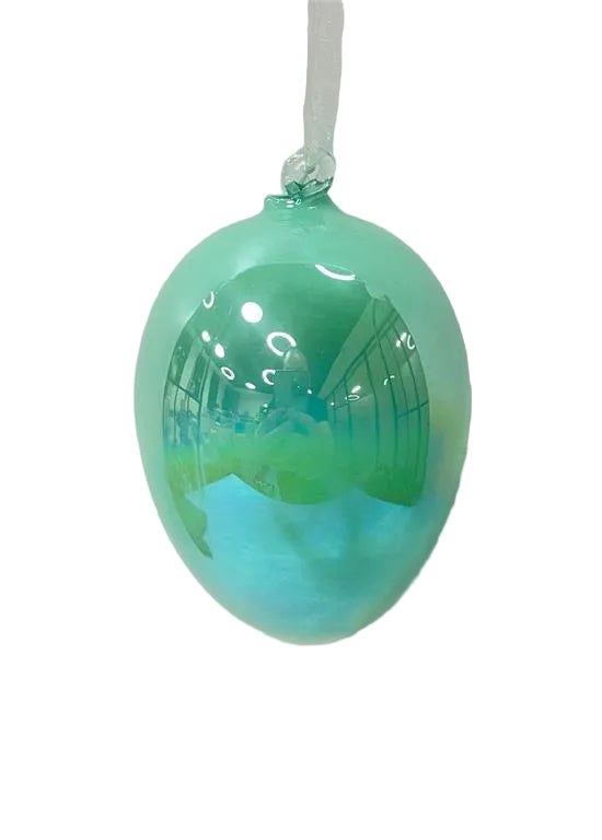 4.87" LUXE GLASS IRIDESCENT PEARLIZED EGG ORNAMENT