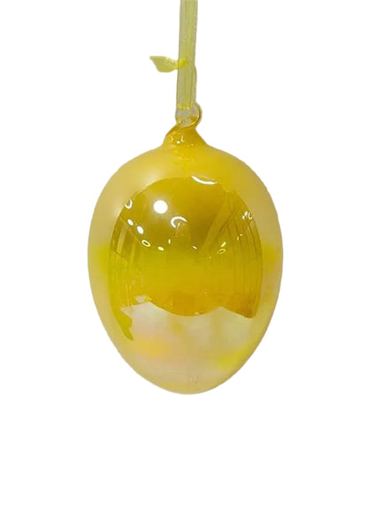 4.87" LUXE GLASS IRIDESCENT PEARLIZED EGG ORNAMENT