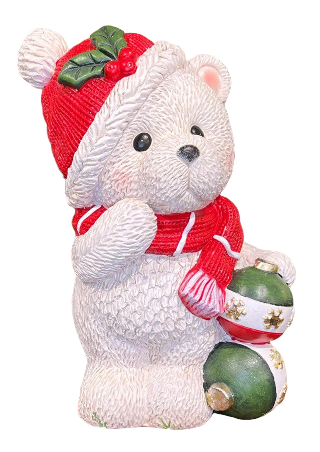 Christmas Carousel Collection - 15" RESIN BEAR W / BELL