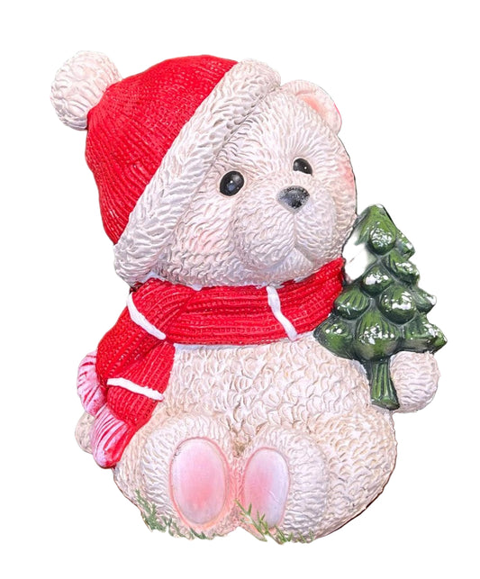 Christmas Carousel Collection - 11.5" RESIN BEAR W/ TREE