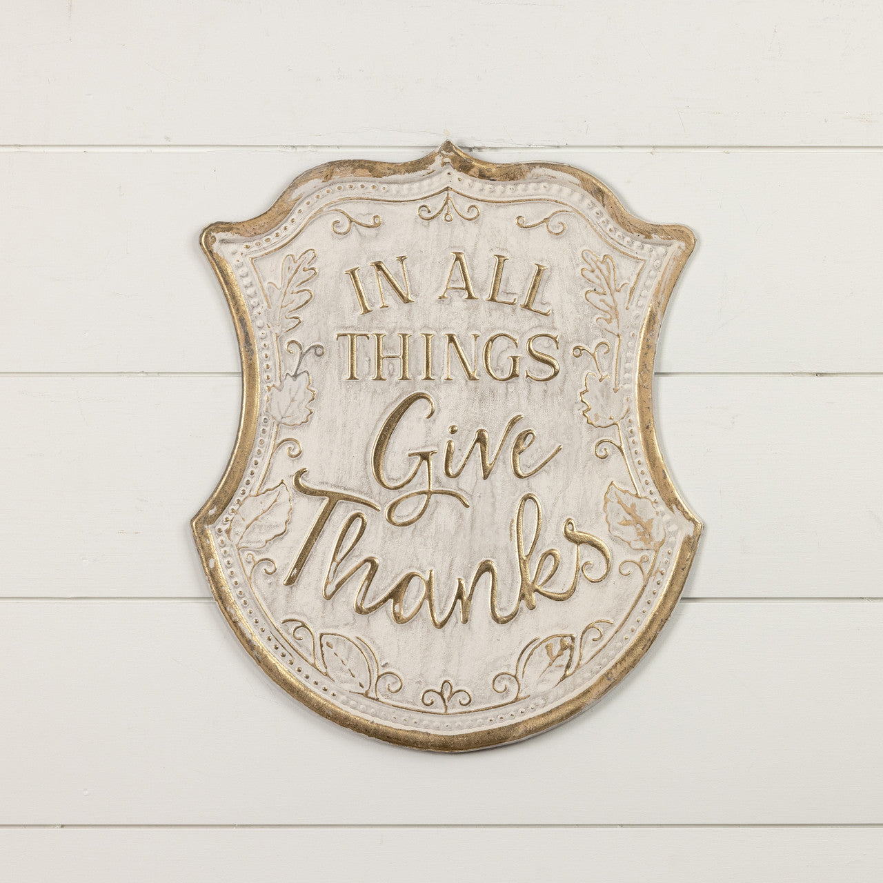 18" GOLD & WHITE GIVE THANKS SIGN