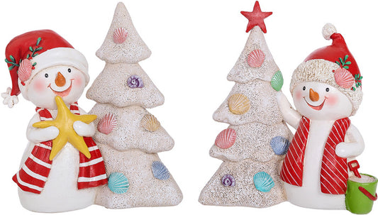 8" Resin Beach Snowman - SET OF 2