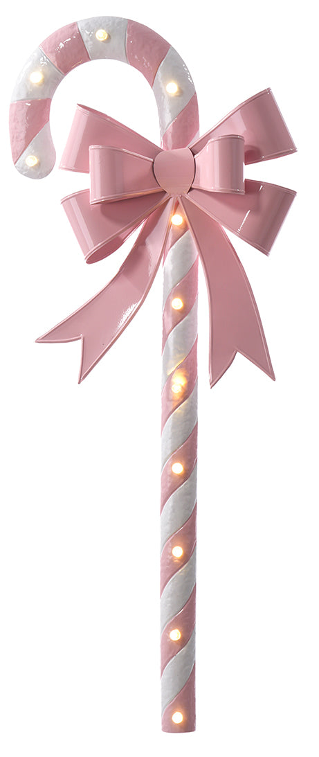 Santa's Sweet Shoppe Collection - 41" Pink Candy Cane LED Metal