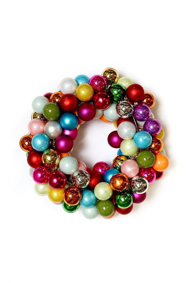 8" MERRY AND BRIGHT BALL WREATH RAINBOW