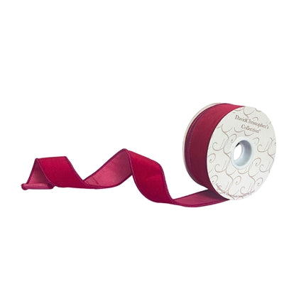 1.5"X10YD Hot pink velvet with peal lace on the edge. Pink sheer back pink edge