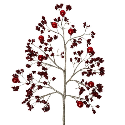 Glamorous Glittered Berry Ball Spray - Red/Champagne 24"