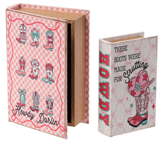 Linen Cowgirl Boot Faux Books (SET OF 2)