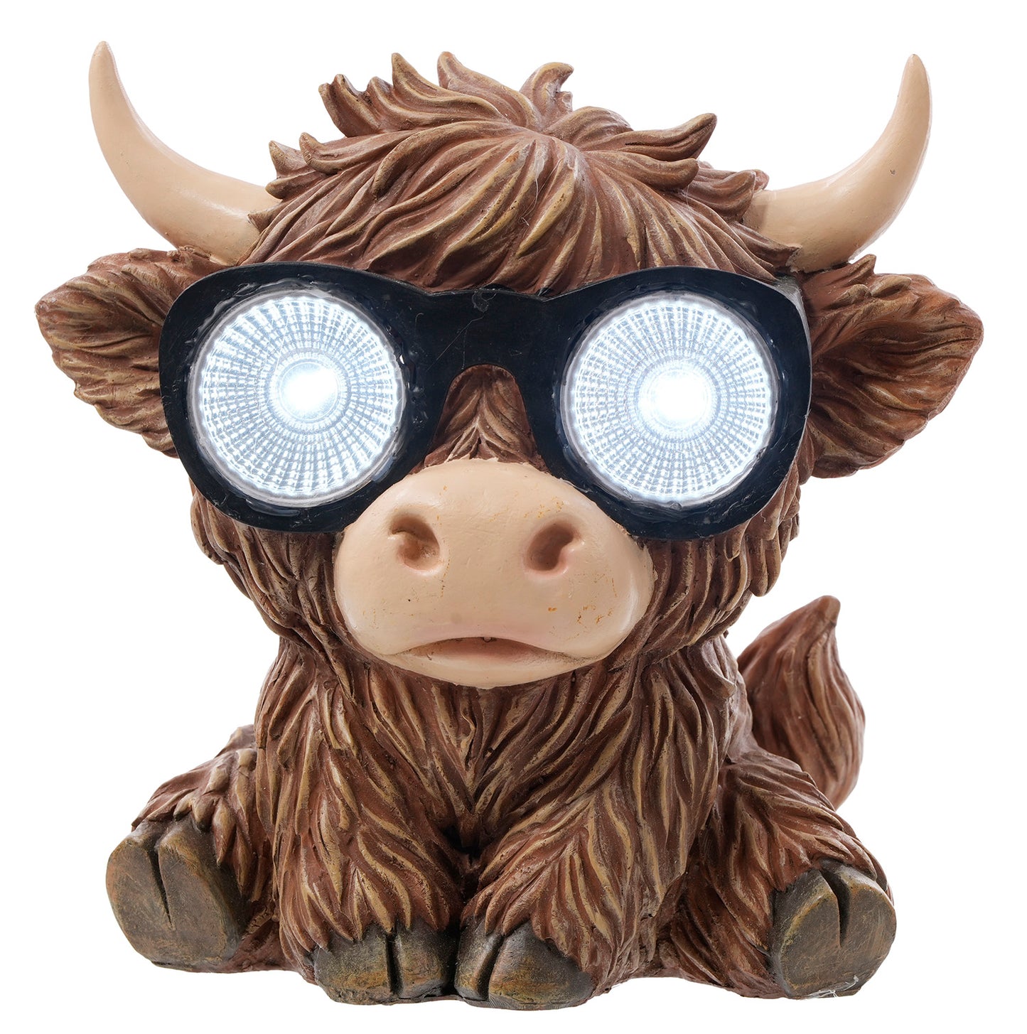 9" RESIN SOLAR HIGHLAND COW