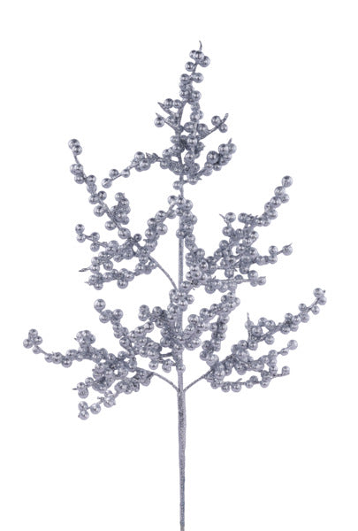 27"L GLITTER BERRY SPRAY SILVER