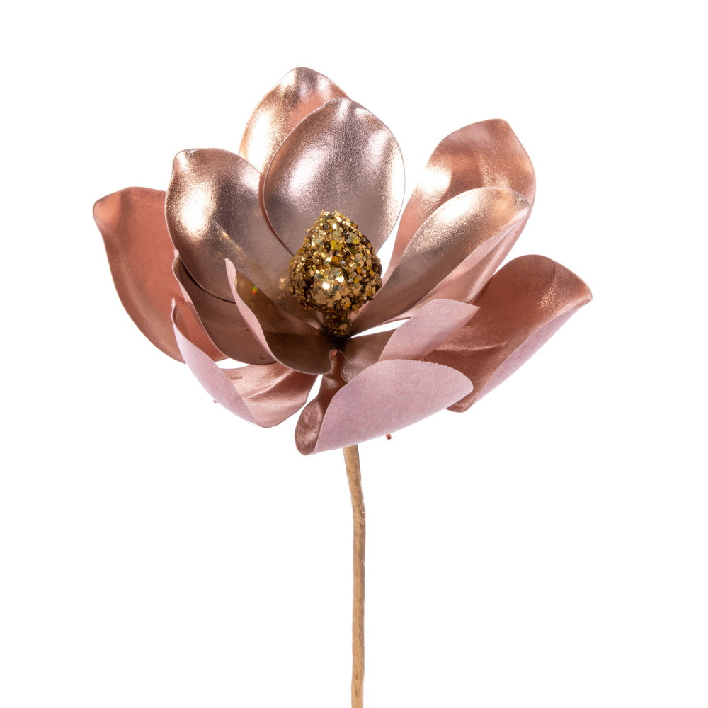 Vickerman 13" Artificial Rose Gold Magnolia Pick 3 Per Bag