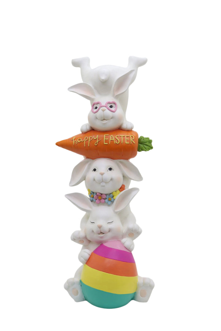 30" RESIN BUNNY STACKED TRIO