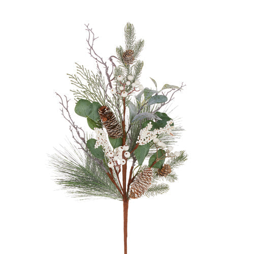 Raz Imports 2023 Natural Noel 30" Glittered Cedar And Eucalyptus Mixed Spray