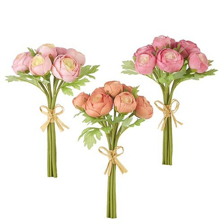 Raz Imports Natural Surroundings 11" Real Touch Ranunculus Bundle, Asst of 3