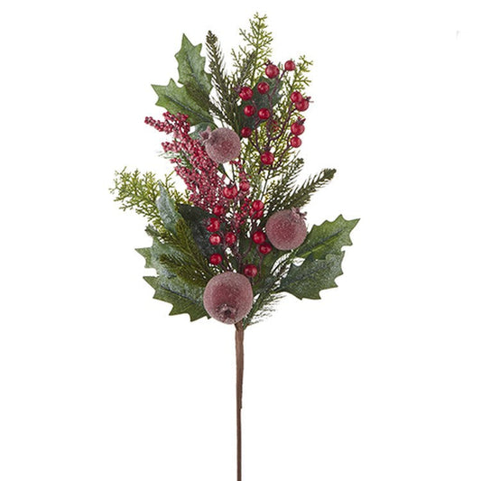 Raz Imports 2022 Making Spirits Bright 28" Iced Berry And Mixed Greenery Spray