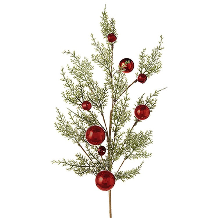 Raz Imports 2022 Destination Christmas 32.5" Cedar And Red Ball Spray