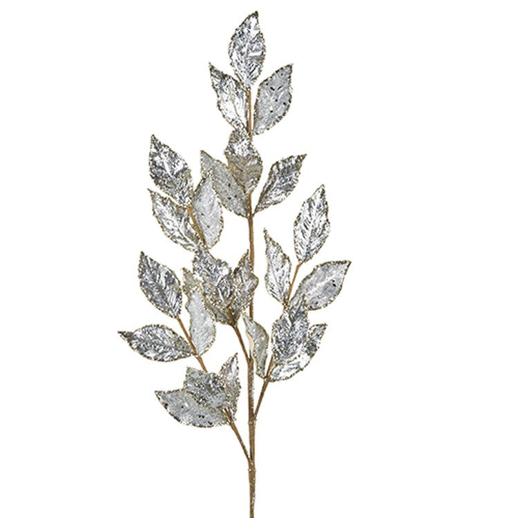 Raz Imports 2022 City Of Lights 29" Silver Leaf Spray