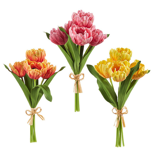 Raz Imports 2023 The Flower Shop 15" Real Touch Parrot Tulip Bundle, Asst of 3