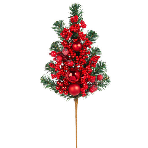 Raz Imports 2023 O Tannenbaum 27.5" Pine, Red Berry And Ornament Spray