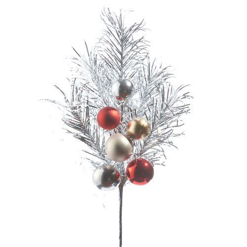 Raz Imports 2023 Holiday Cheers 28" Tinsel And Ball Ornament Spray