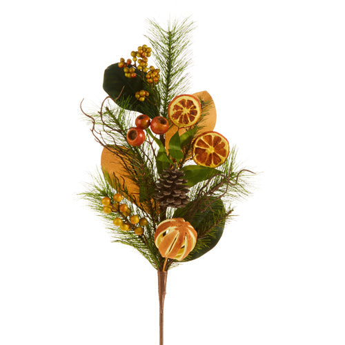 Raz Imports 2023 Holiday House 28" Pine, Magnolia And Orange Spray