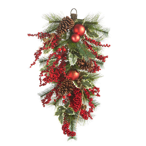 Raz Imports 2023 Sleigh Bells 28" Iced Berry And Ornament Swag