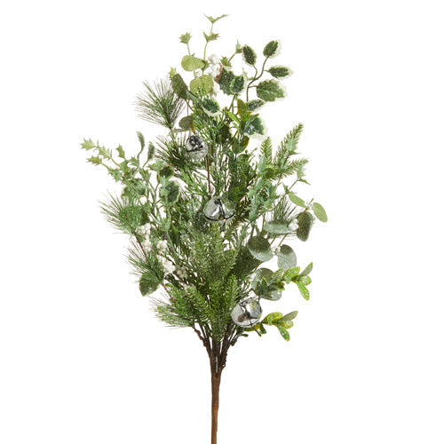 Raz Imports 2023 Natural Noel 29" Mixed Greenery And Bell Spray