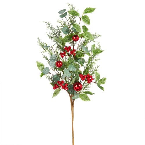 Raz Imports 2023 Heartfelt Holiday 29" Mixed Greenery With Red Berry Spray