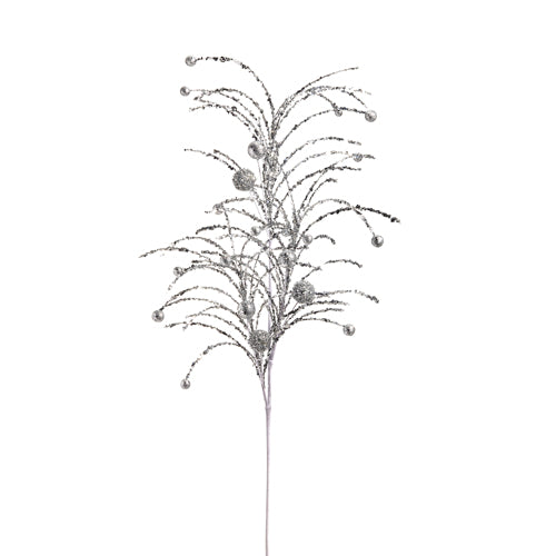 42" Silver Glittered Ball Spray