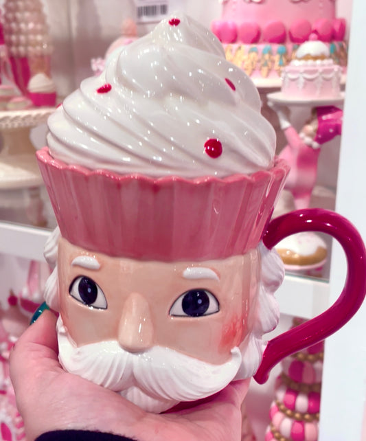 Santa's Sweet Shoppe Collection Candy Towne Pink Nut Cracker Mug with Frosting Topper