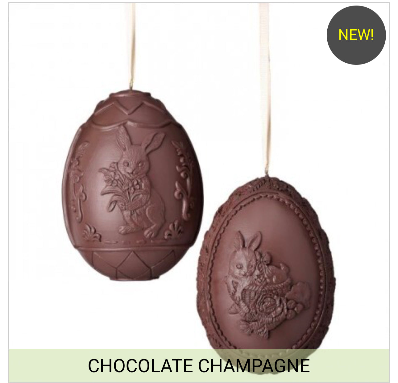 4.5" RESIN CHOCOLATE W/BUNNY EGG HANGER 2/AST