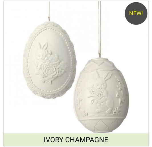 4.5" RESIN CHOCOLATE W/BUNNY EGG HANGER 2/AST