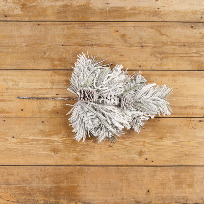 28" HEAVILY FLOCKED PINE SPRAY