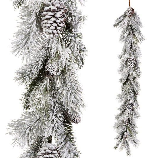 Raz Imports Mister Snowman 5' Snowy Pinecone Garland.