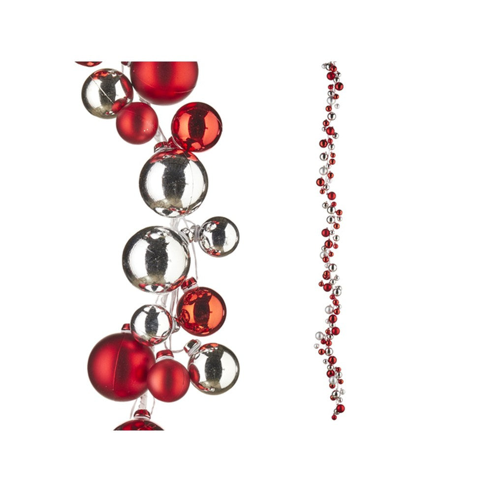 Raz Imports 2021 Snowed In 6-Foot Red And Silver Mixed Ball Garland