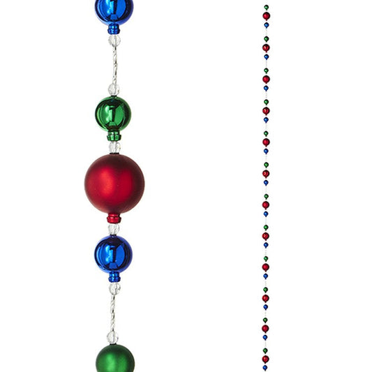 Raz Imports 2022 Destination Christmas 6' Red, Blue And Green Ball Garland