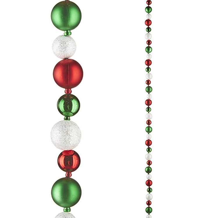 Raz Imports 2022 North Pole Friends 6' Red, Green, And White Ball Garland