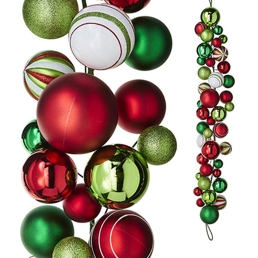 Raz Imports 2022 Ball Garlands 4' Red, Green And White Ball Garland