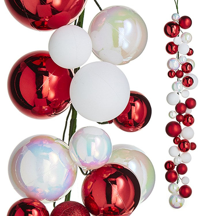 Raz Imports 2022 Ball Garlands 4' Red, White And Iridescent Ball Garland