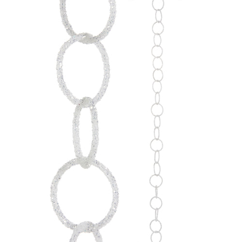 Raz Imports 2023 Charming Holiday 5' White Glittered Chain Garland