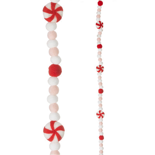 Raz Imports 2023 Jingle & Cocoa 6' Felt Peppermint Garland