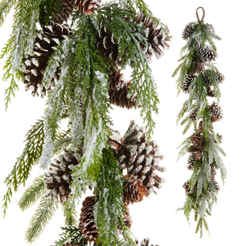 Raz Imports 2023 Natural Noel 4' Snowy Pinecone Cedar And Pine Garland