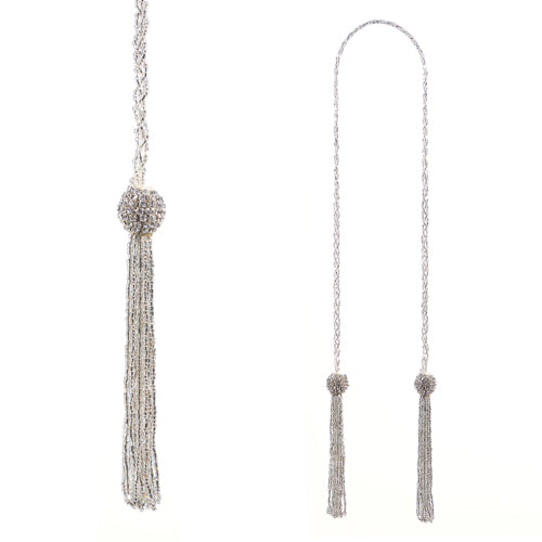 Raz Imports 2023 Bon Noel 3' Silver Beaded Garland With Tassels