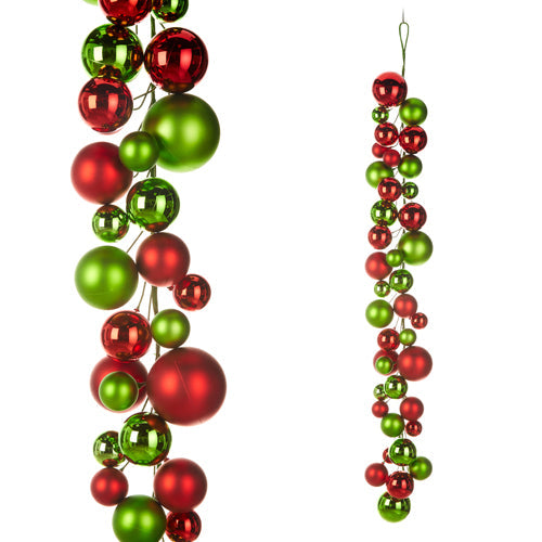 Raz Imports Ball Garlands 2023 4' Red And Lime Green Ball Garland