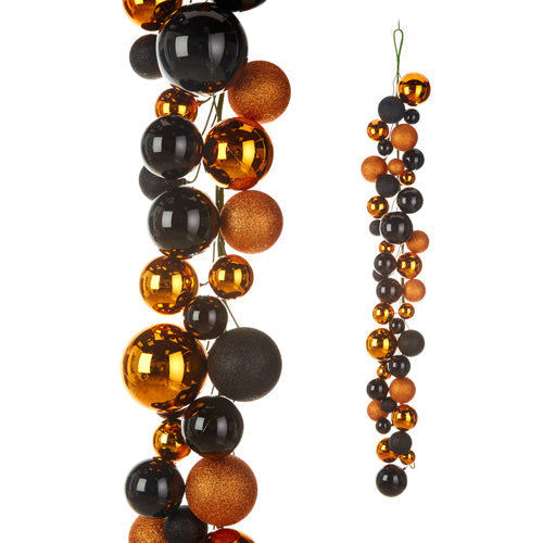 Raz Imports Ball Garlands 2023 4' Black And Orange Ball Garland