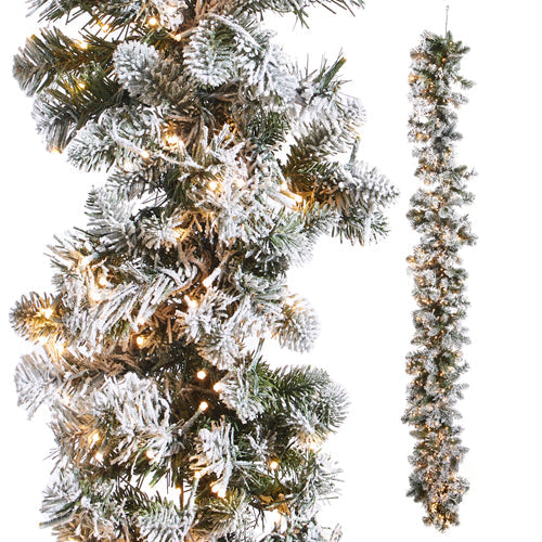 Raz Imports Greenery 2023 6' Snake Light Flocked Spruce Garland