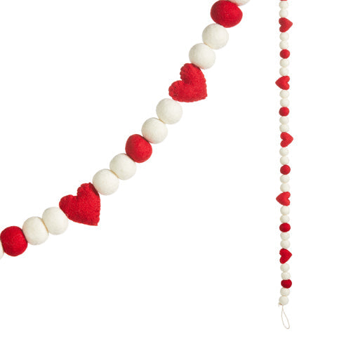 Raz Imports 2023 Heartfelt Holiday 6' Pom And Heart Felt Garland