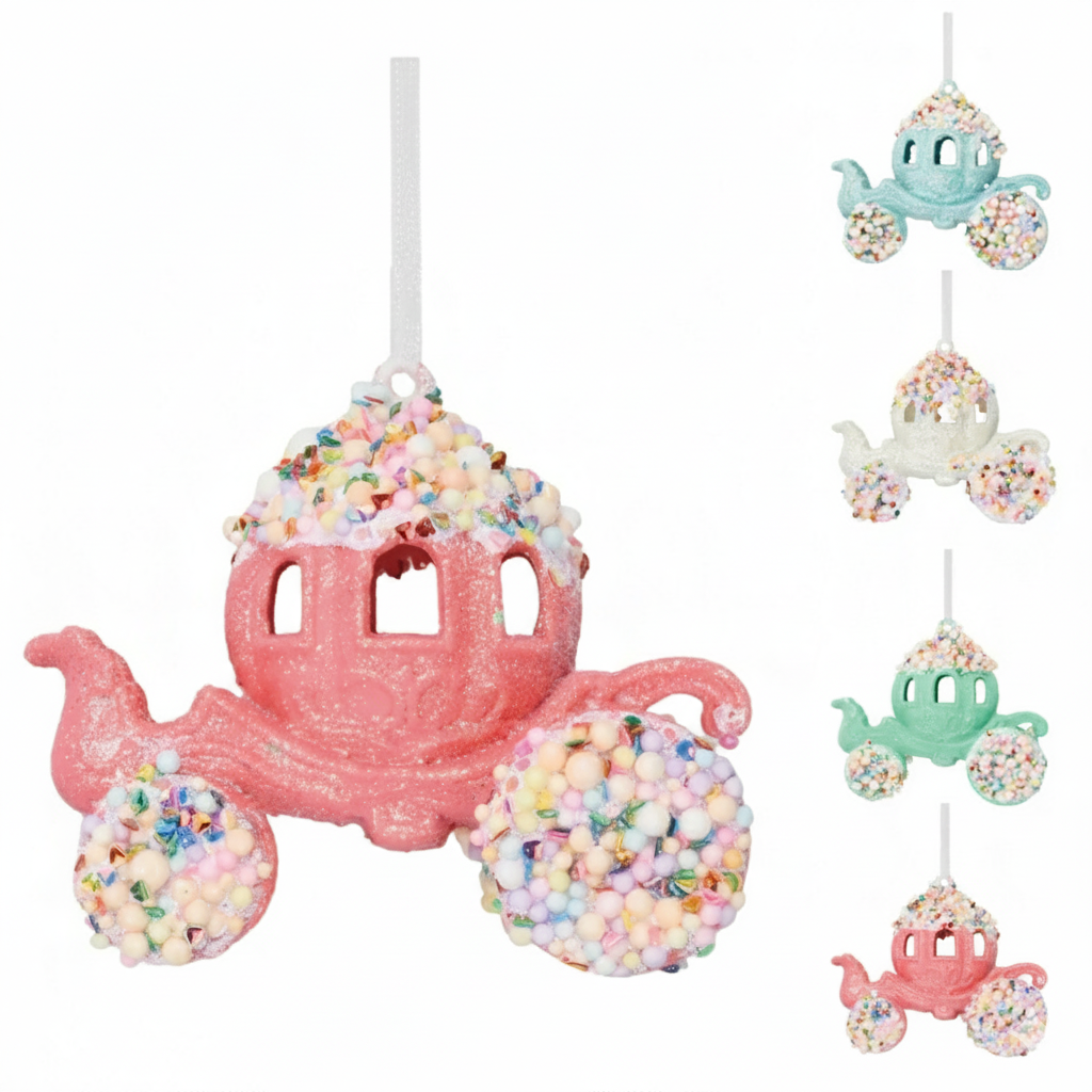 Santa's Sweet Shoppe Collection -  5" Candy Carriage Ornament